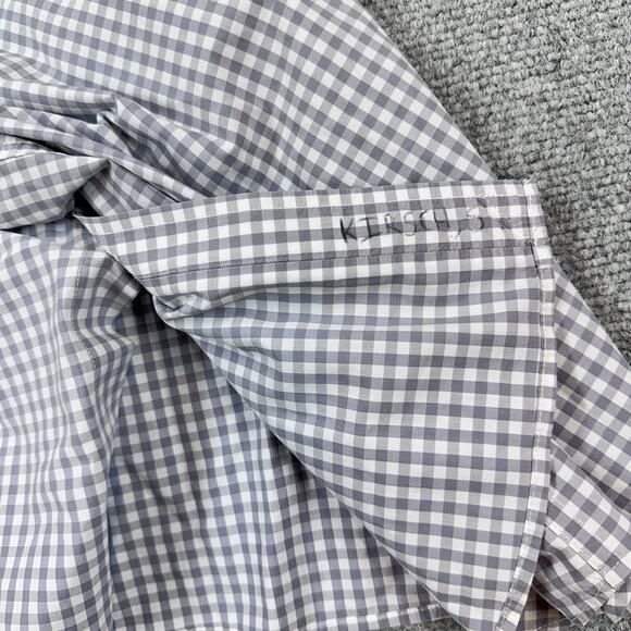 Untuckit Shirt Mens L Grey Gingham Checkered Long Sleeve Stretch Performance - Picture 7 of 9